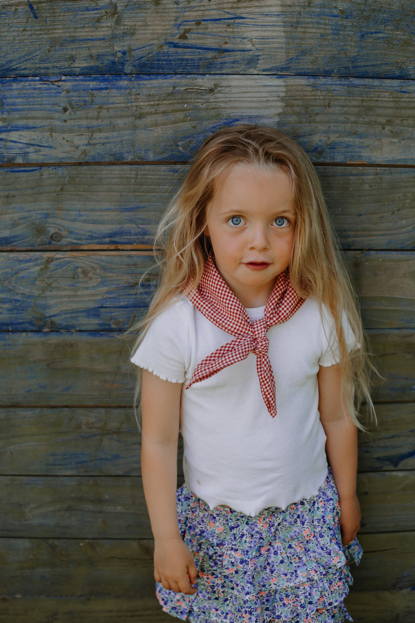 Evie Scarf in Red Cotton Gingham