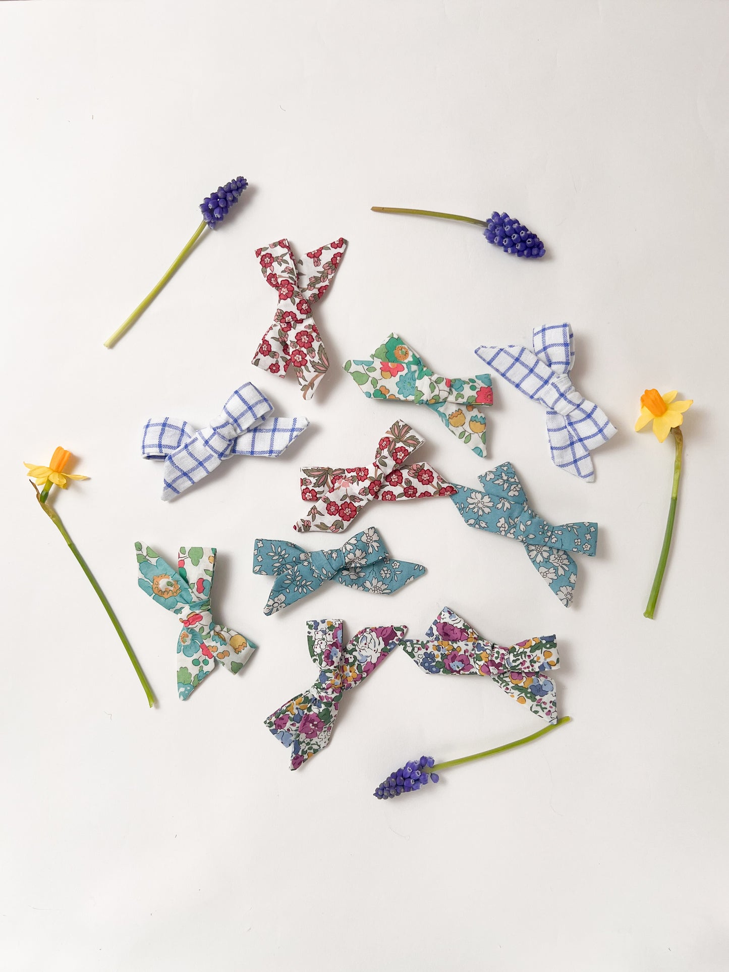 Pig Tail Hair Bows in Liberty Red Empress