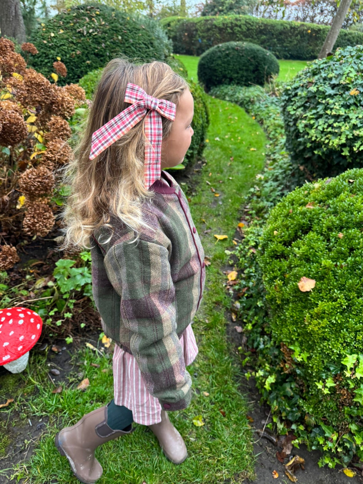 Long Tail Hair Bow Crabapple Check