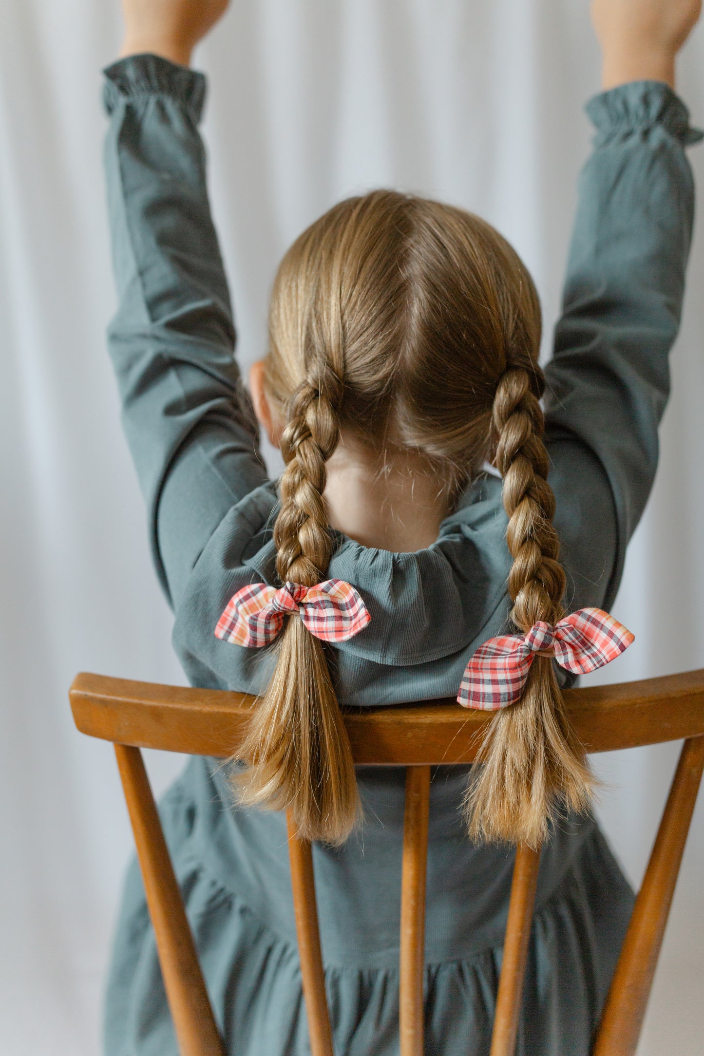 Bunny Hair Ties in Crabapple Check