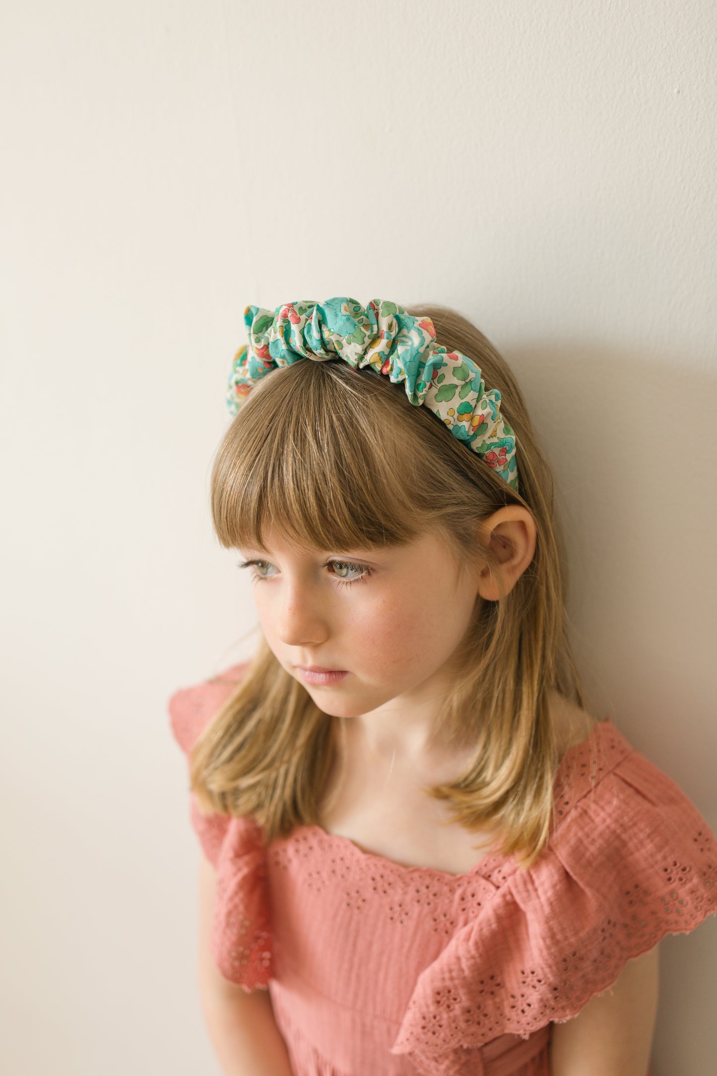 Ruffled Hairband in Liberty Betsy Green