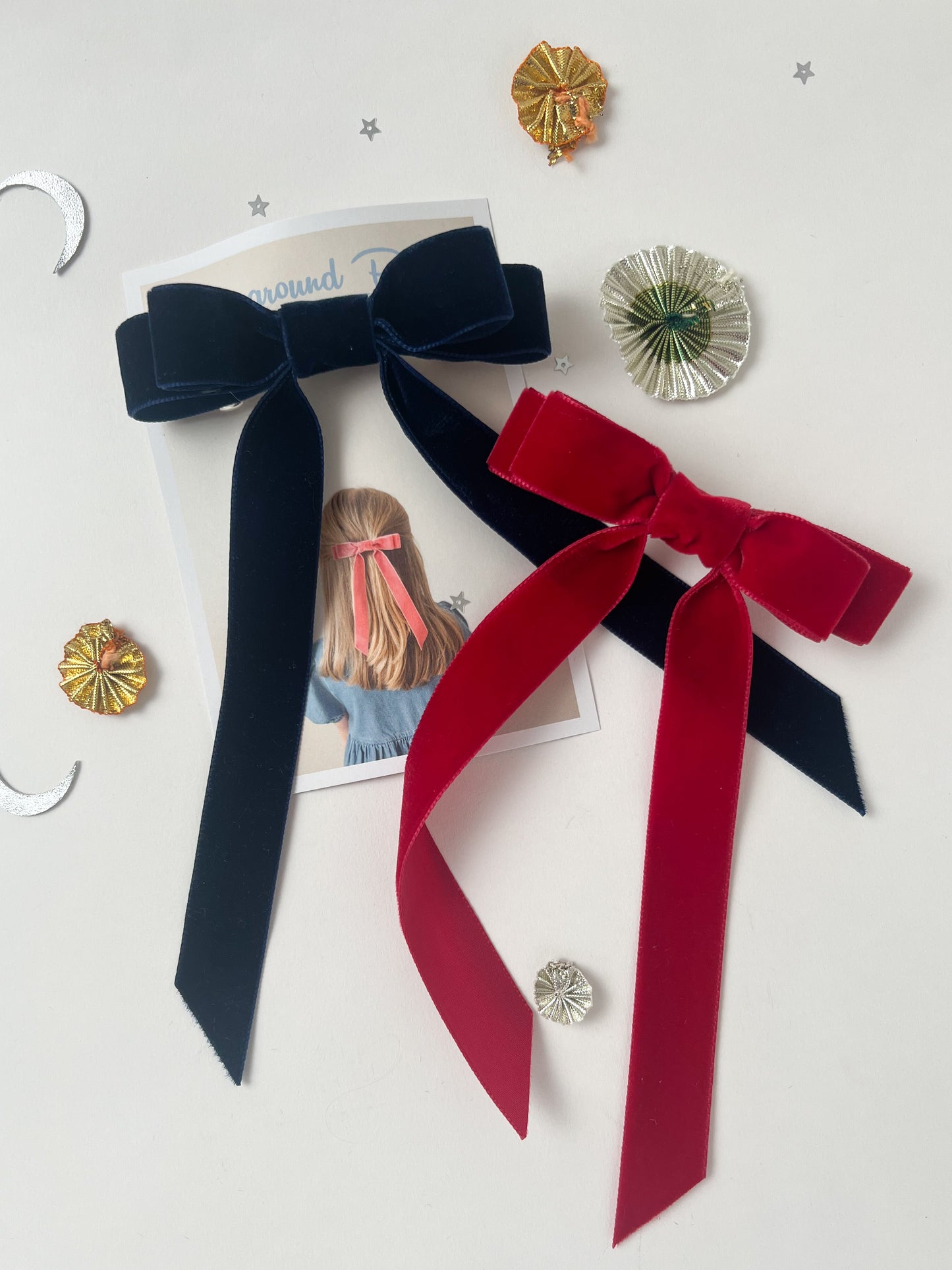 Velvet Hair Bow Clip in Ruby Slippers Red Large