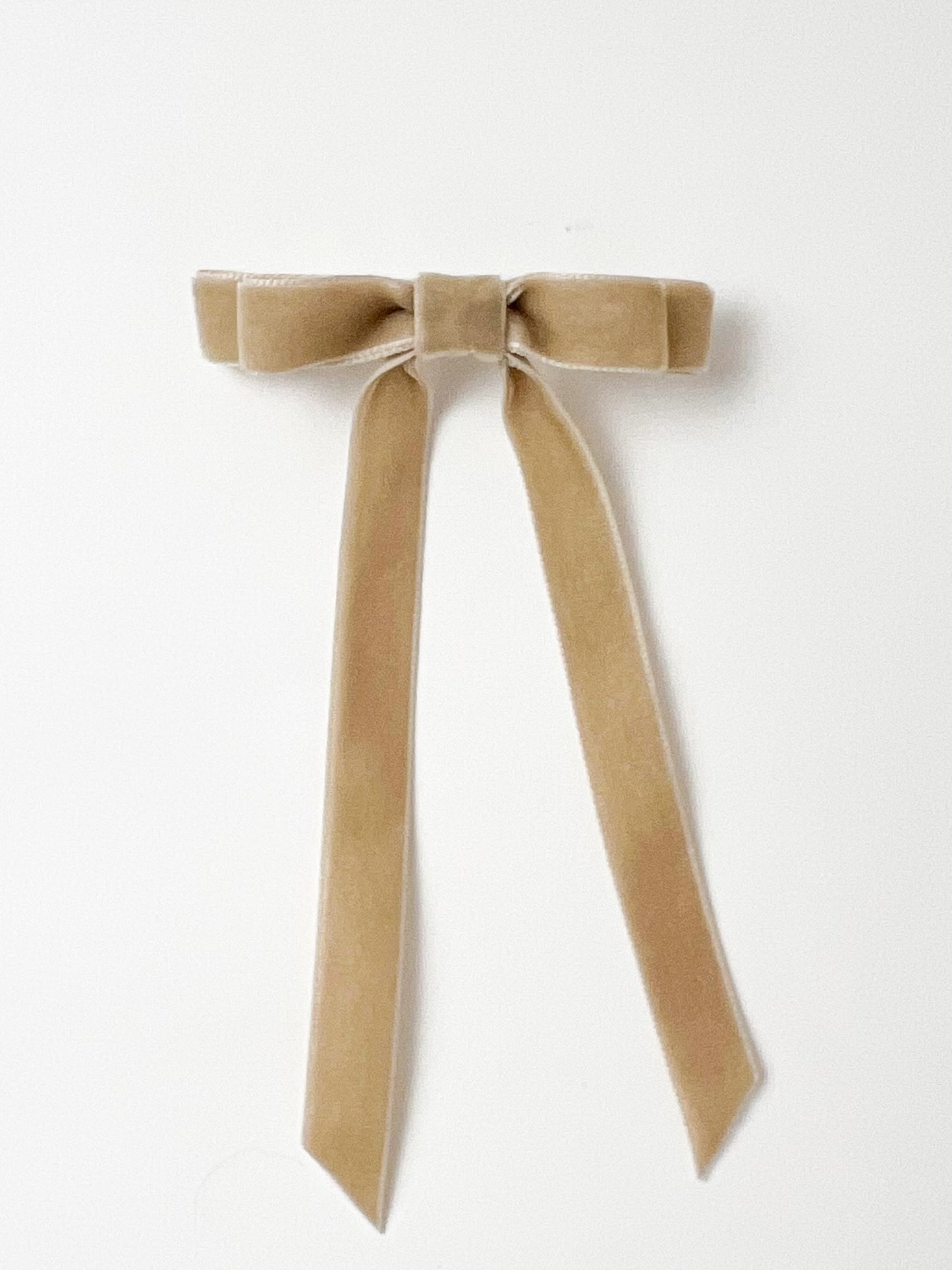 Velvet Hair Bow Soft Beige Small