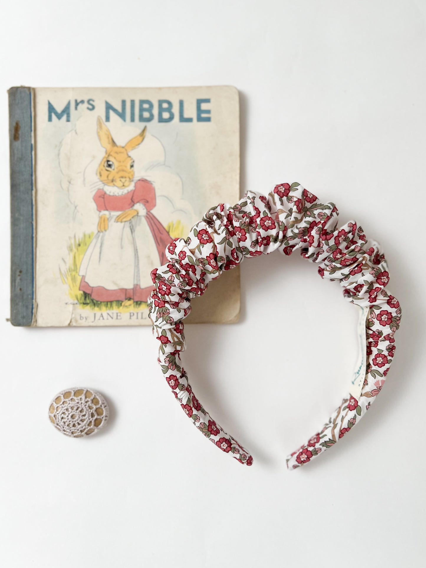 Ruffled Hairband in Liberty Red Empress