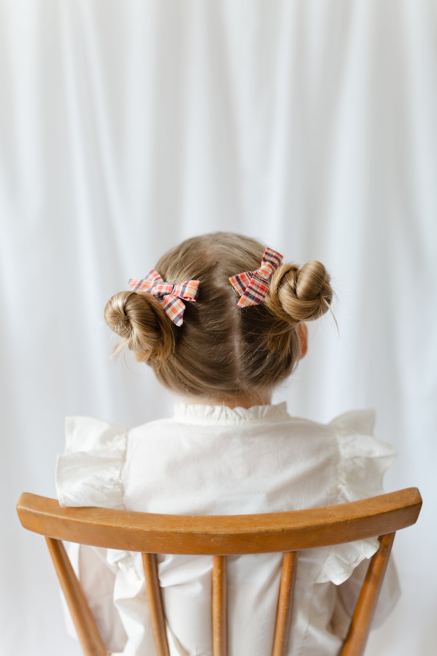 Pig Tail Bow Set in Crabapple Check