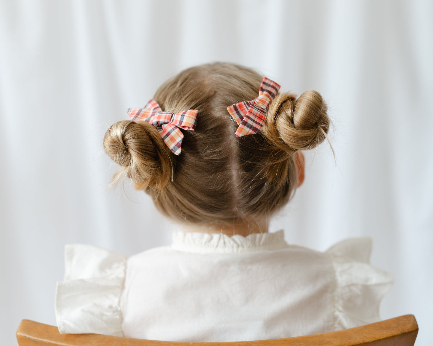 Pig Tail Bow Set in Crabapple Check