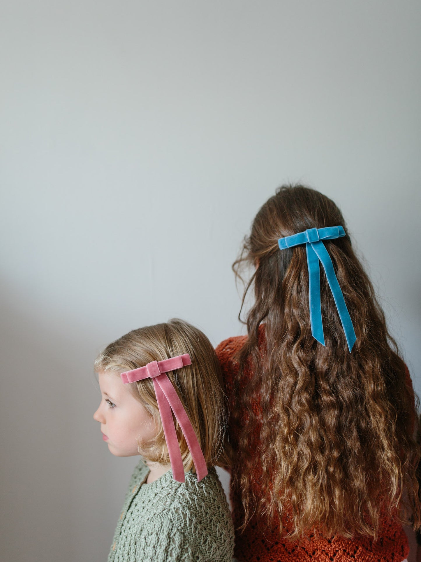 teal blue and ballet pink velvets