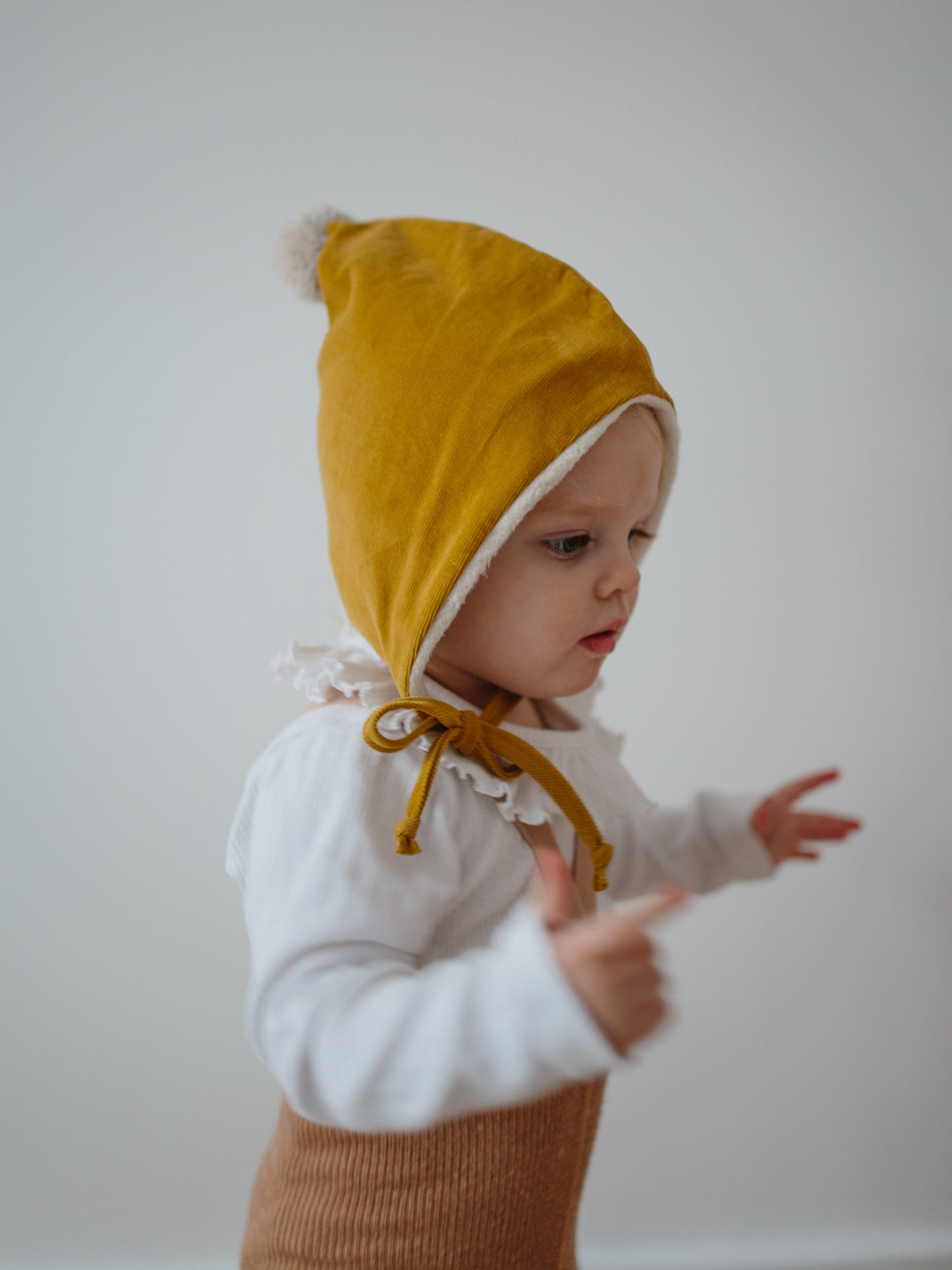 Pixie Hat Organic Fleece & Mustard Corduroy