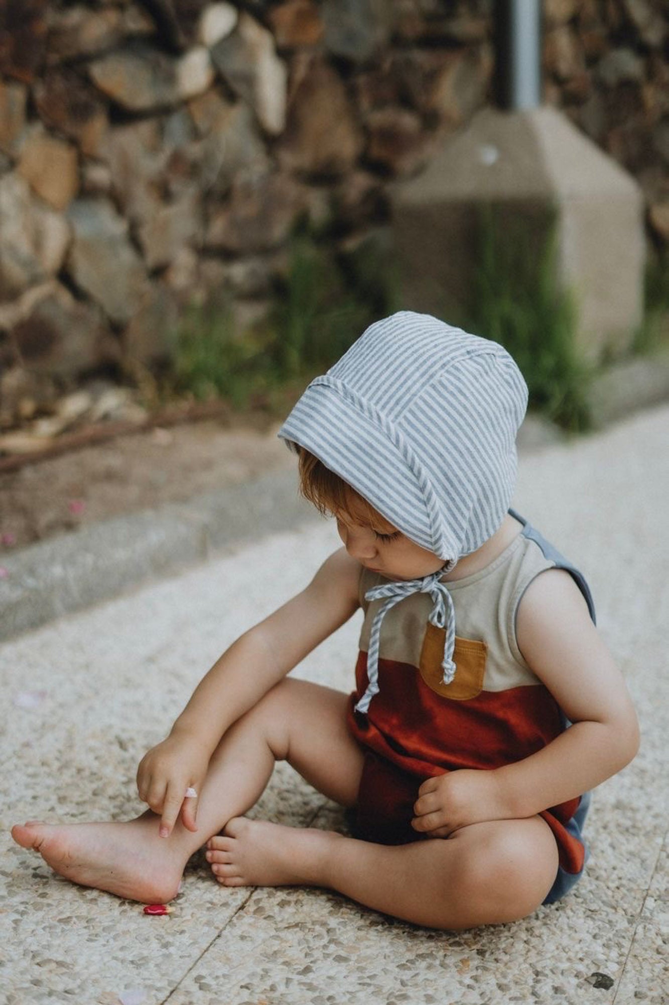 Brimmed Baby Bonnet Seaside Stripe