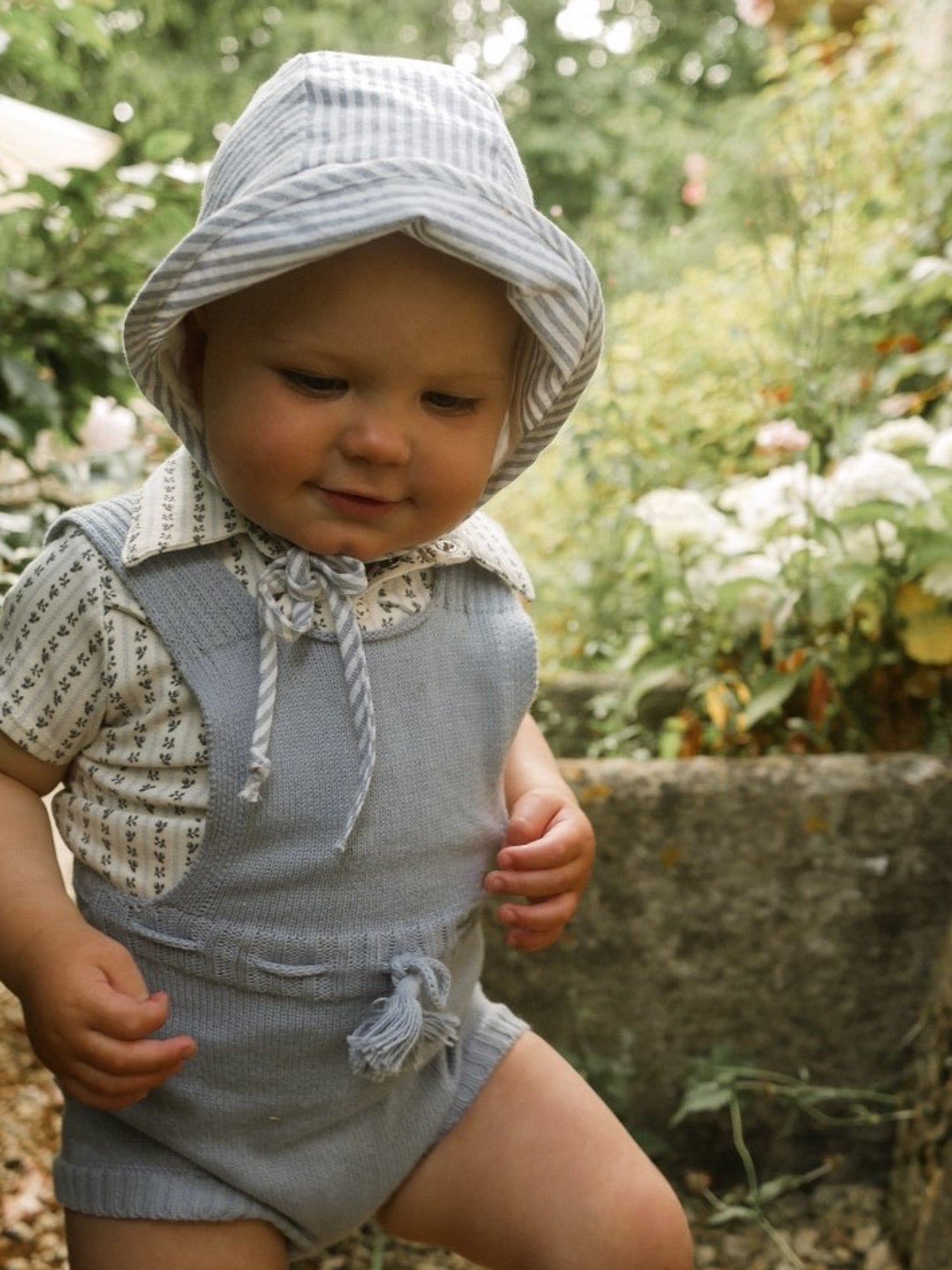 Brimmed Baby Bonnet Seaside Stripe