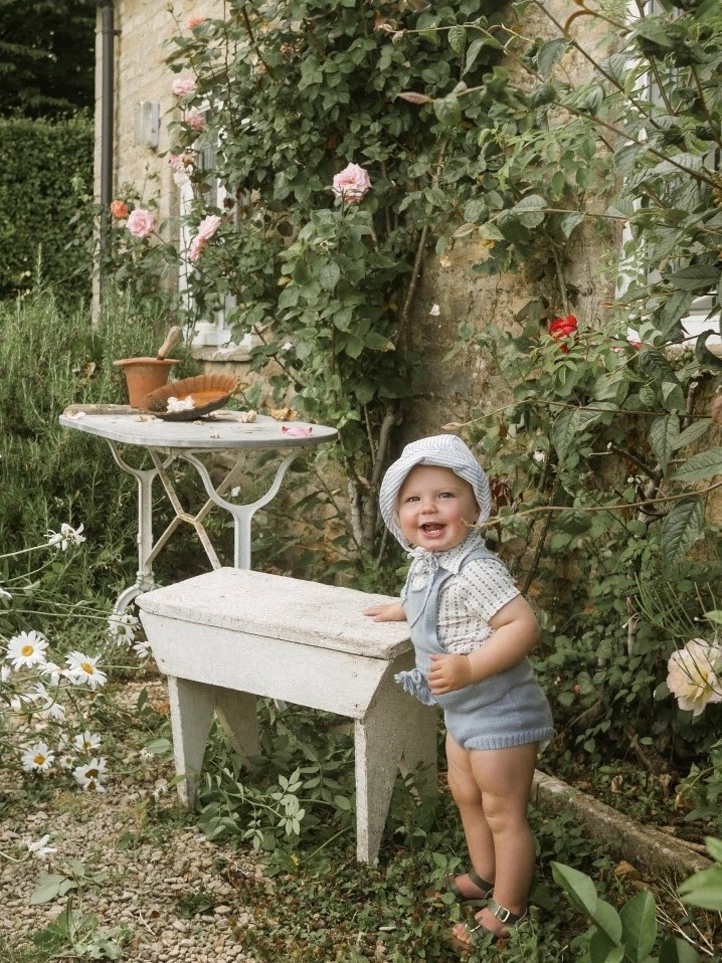 Brimmed Baby Bonnet Seaside Stripe