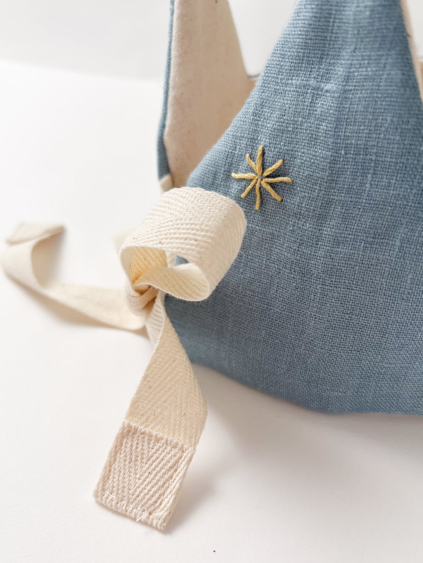 Heirloom Party Crown Blue Linen with Gold Stars