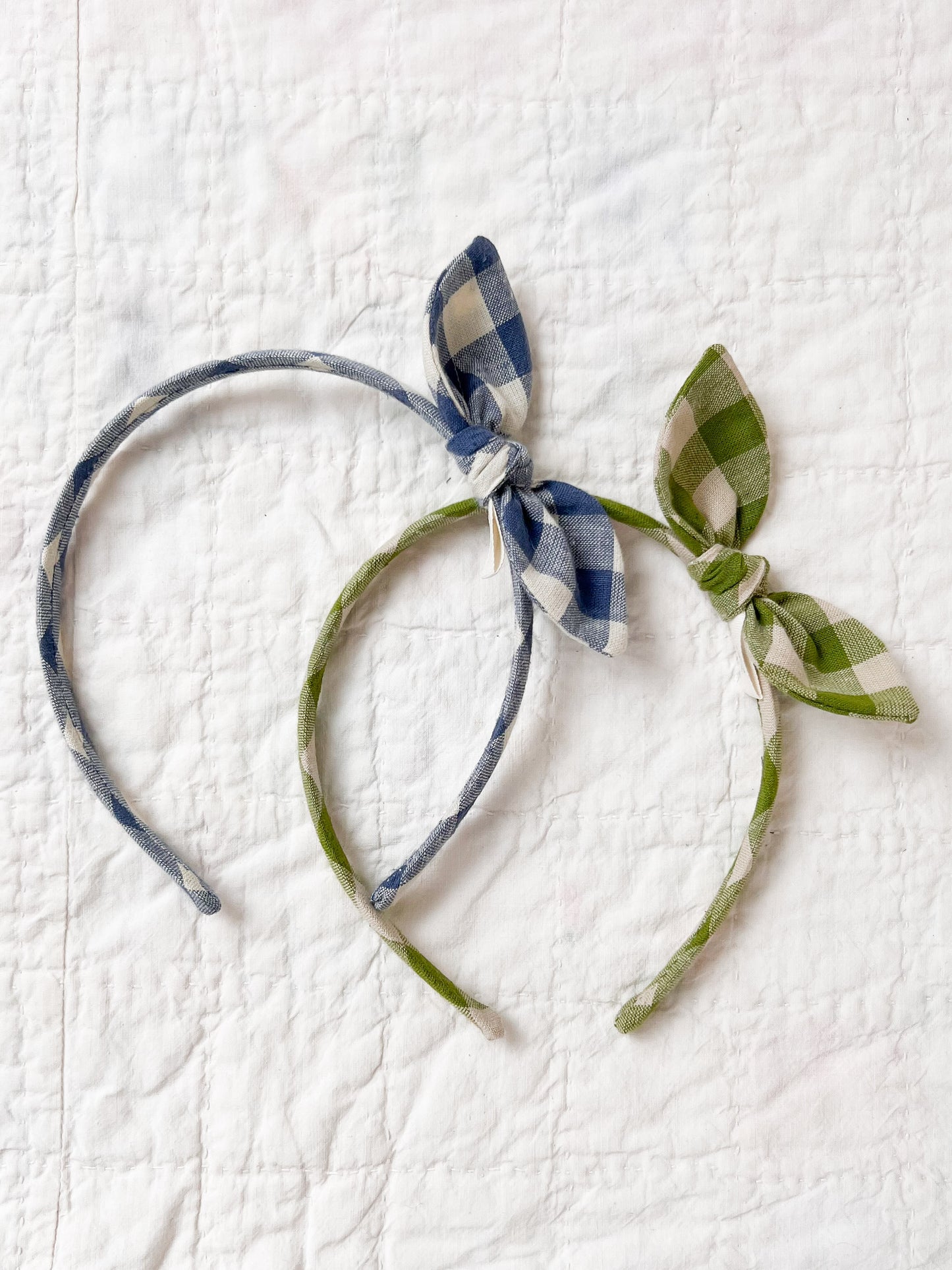 Side Bow Hairband in Moss Green Check