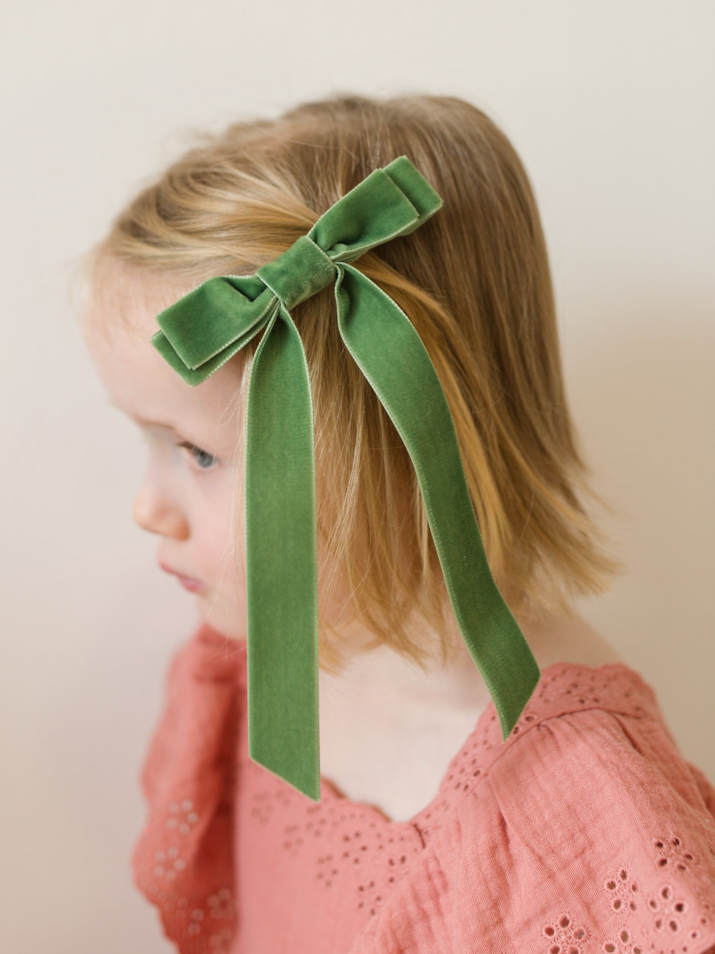 Velvet Hair Clip Moss Green Large
