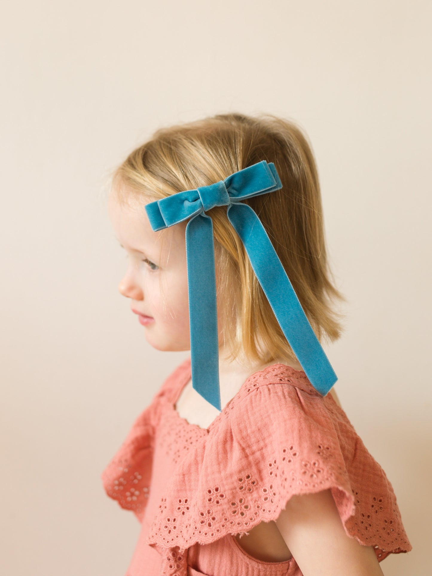 Velvet Hair Clip Bright Blue Large