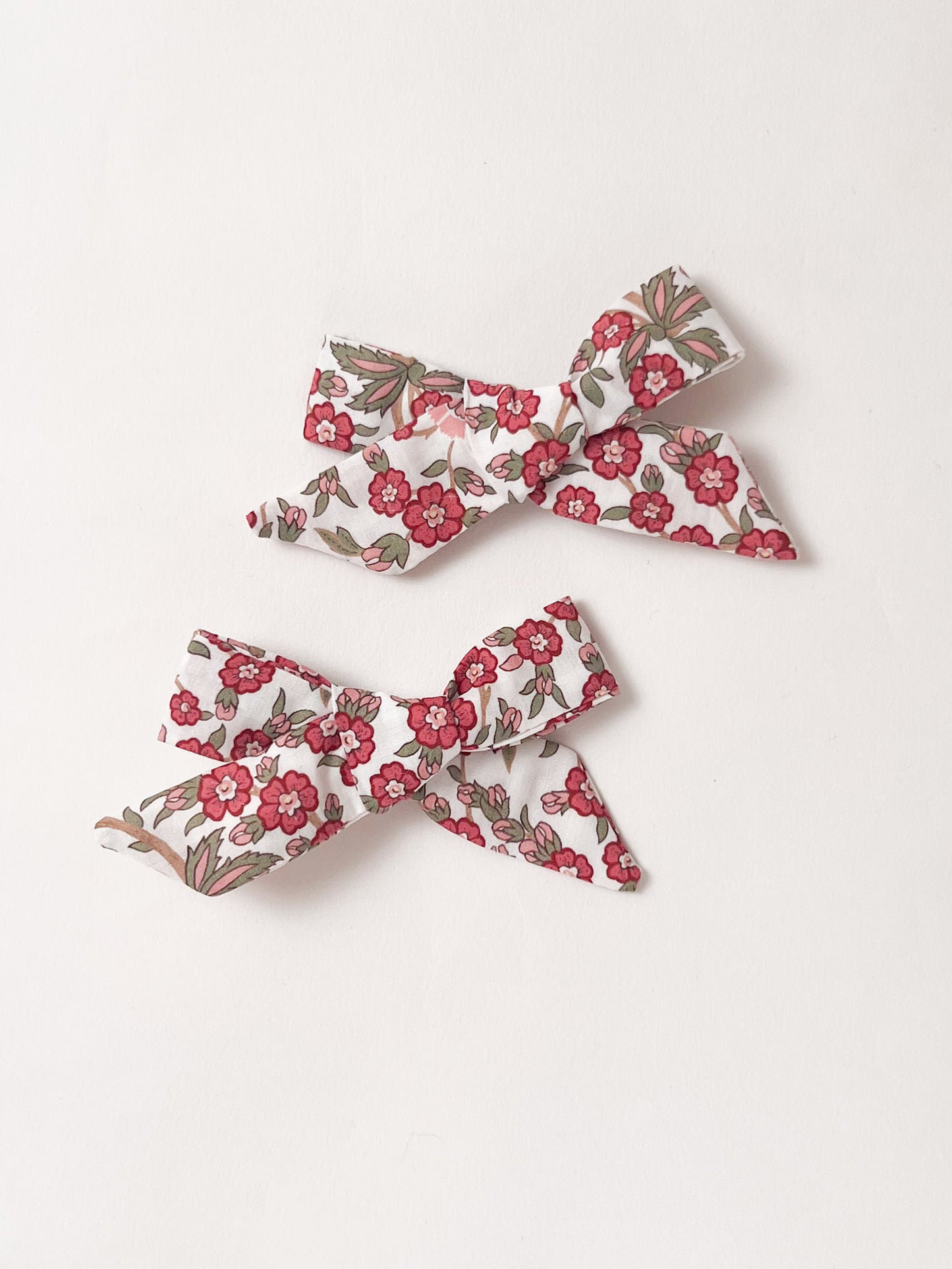 Pig Tail Hair Bows in Liberty Red Empress