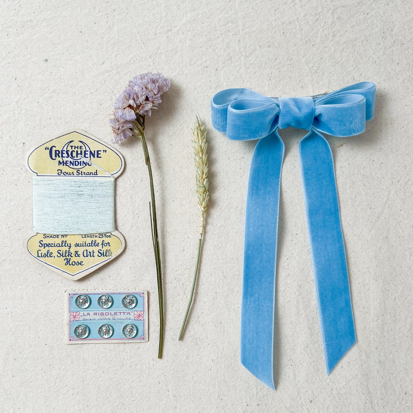 Velvet Hair Clip Sky Blue Large