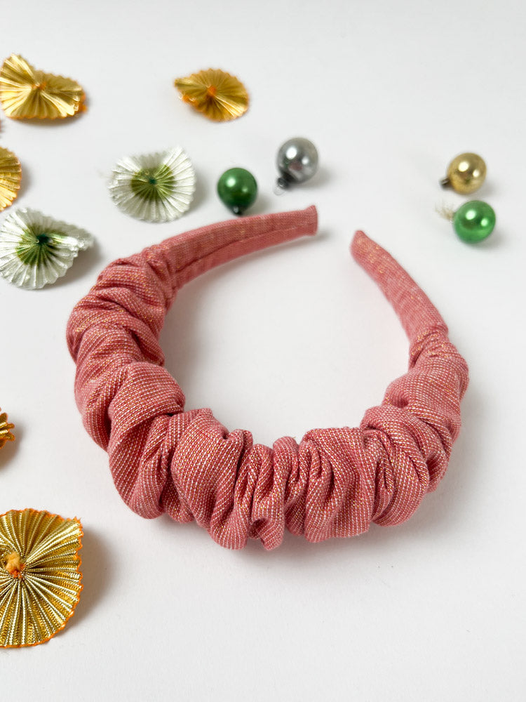 Sparkle Ruffled Hairband Rose Pink