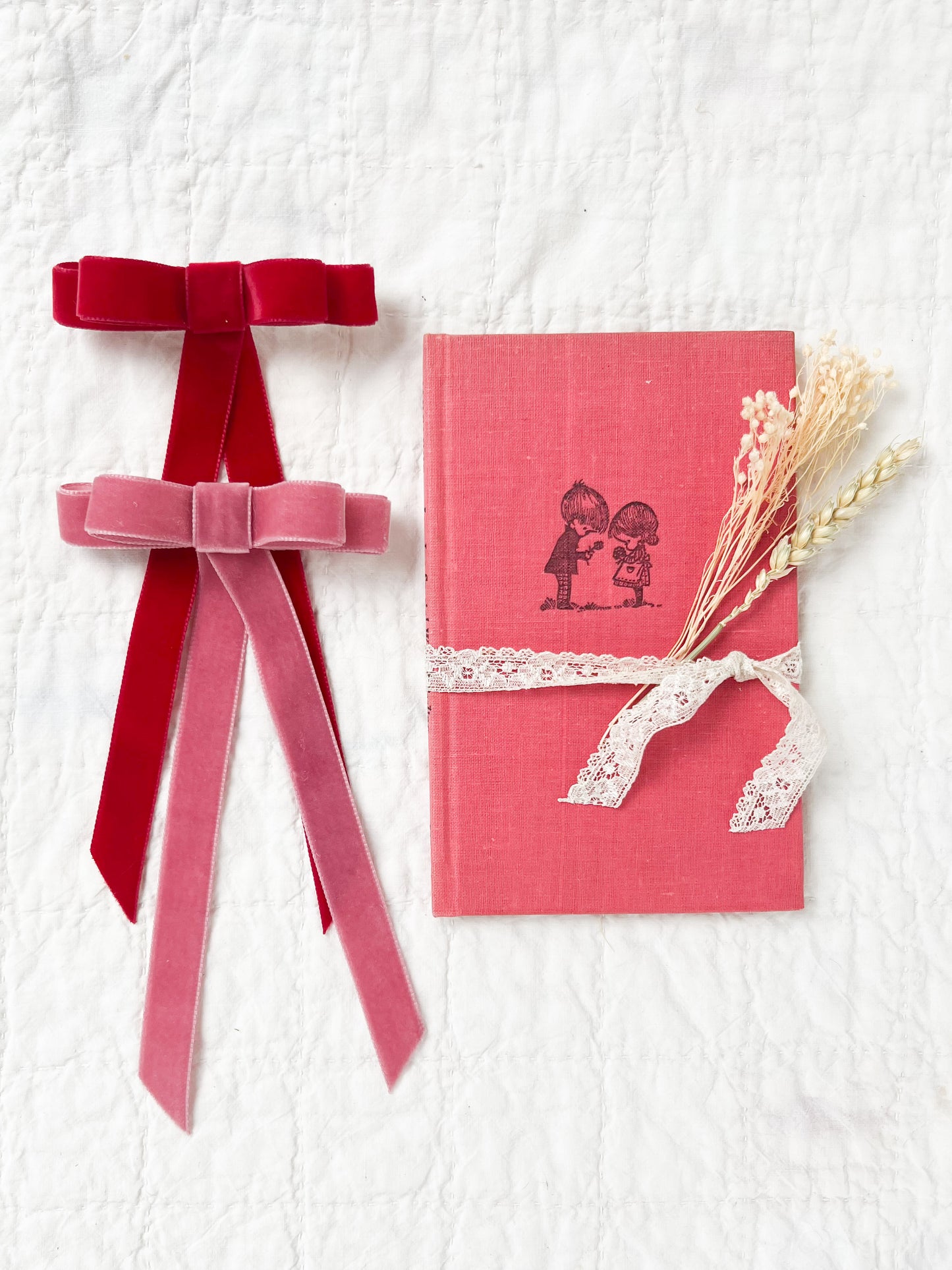 Velvet Hair Bow Ruby Red Small