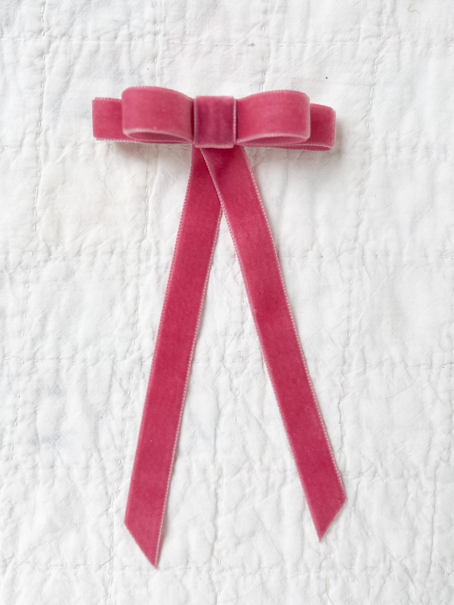 Velvet Hair Bow Ballet Pink Small