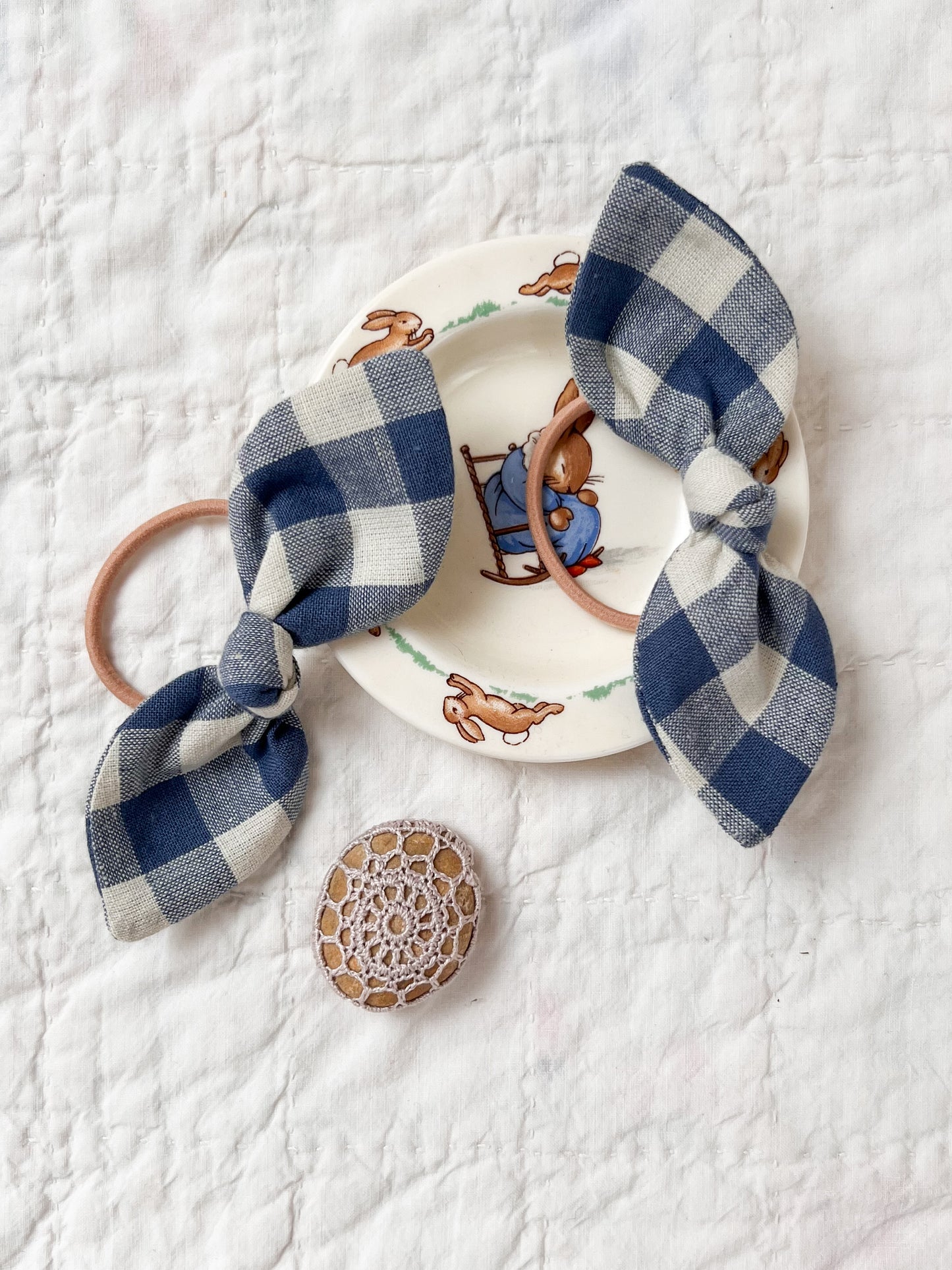 Hair Bobble Set Linen Cornflower Blue