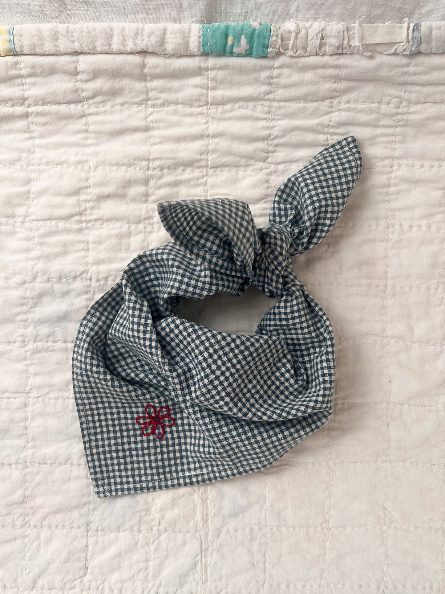 Evie Scarf in Blue Cotton Gingham