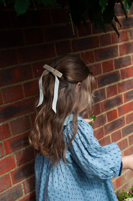 Velvet Hair Bow Soft Cloud