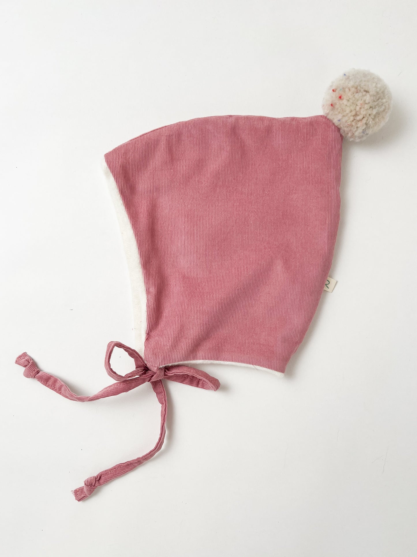 Pixie Hat in Organic Fleece & Rose Pink Corduroy