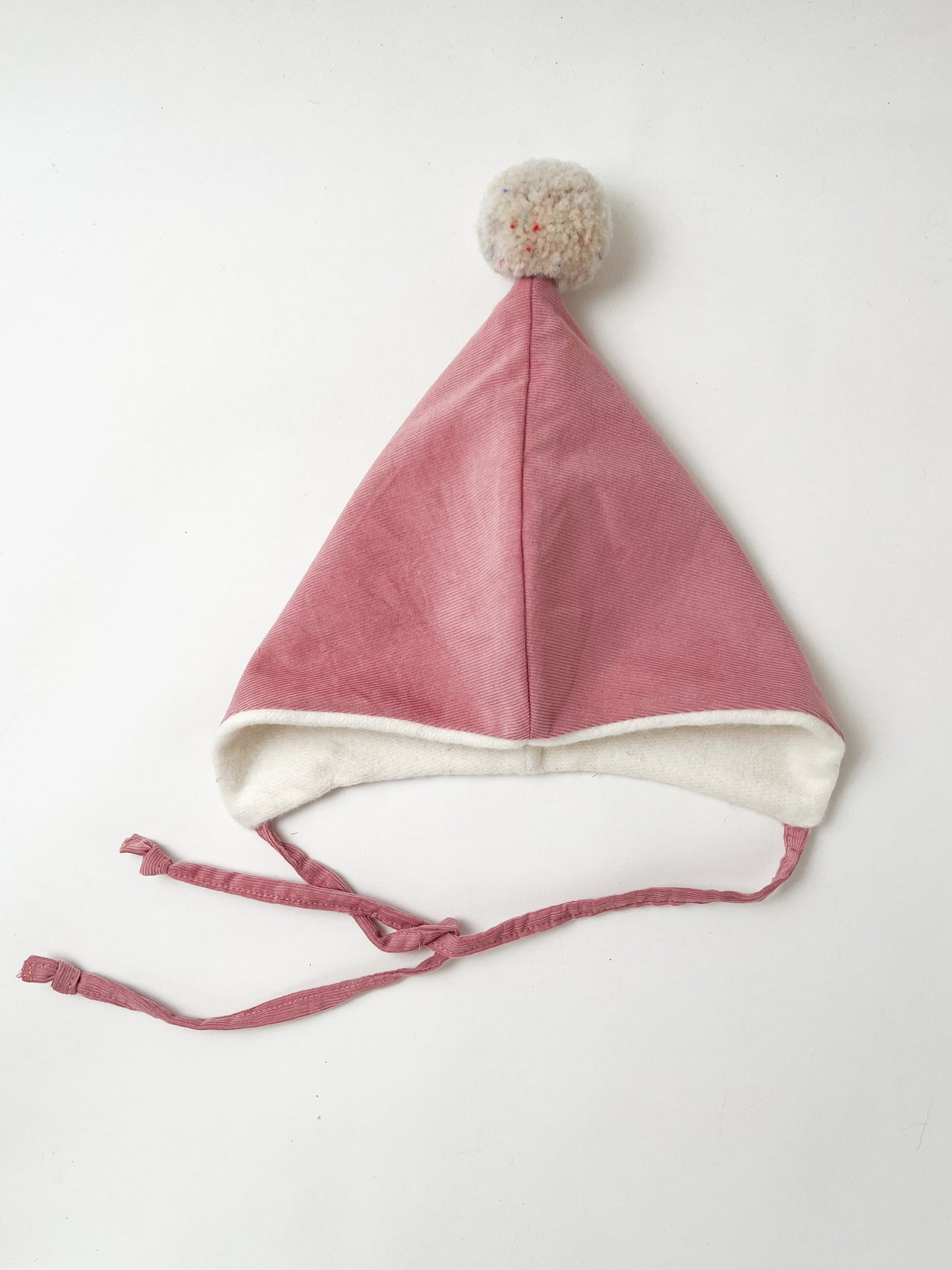 Pixie Hat in Organic Fleece & Rose Pink Corduroy