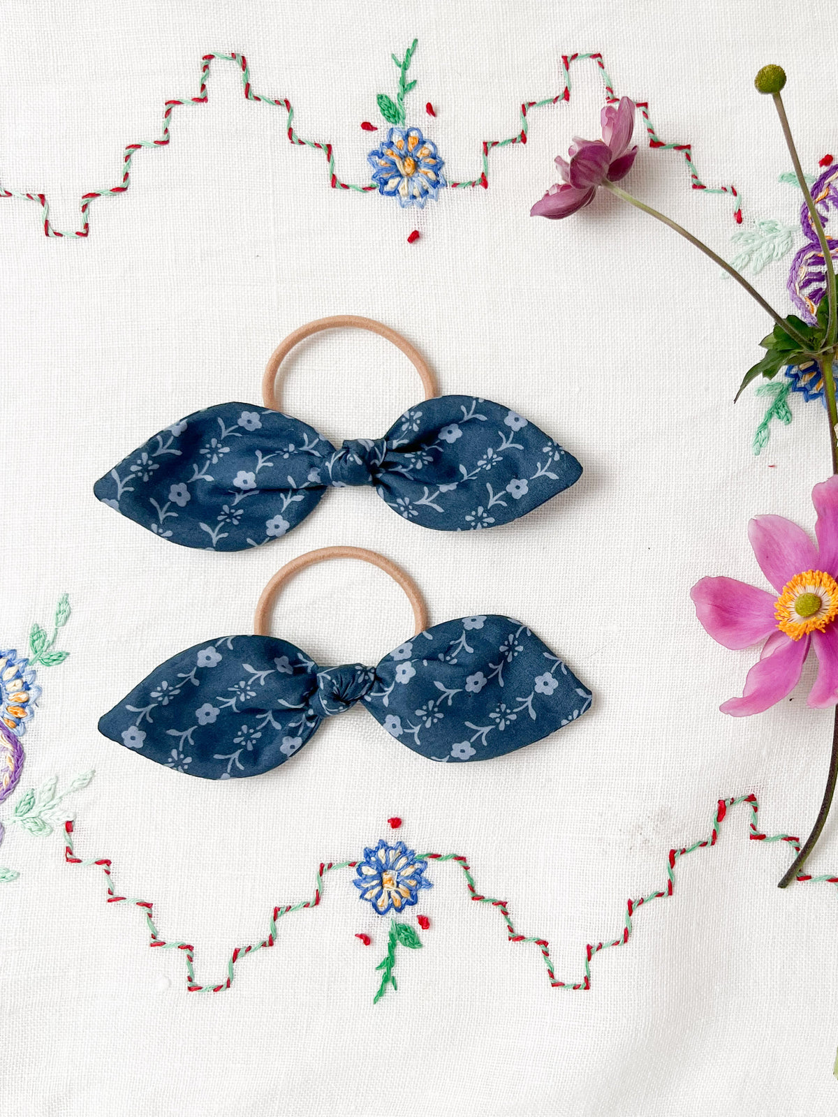 Hair Bobble Set Needlework Blue