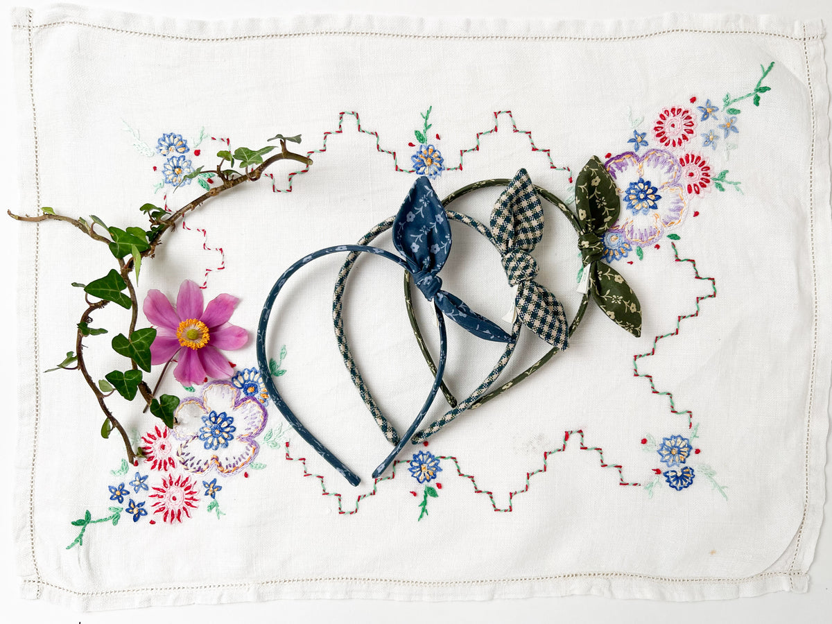 Hairband in Wagon Linen Check