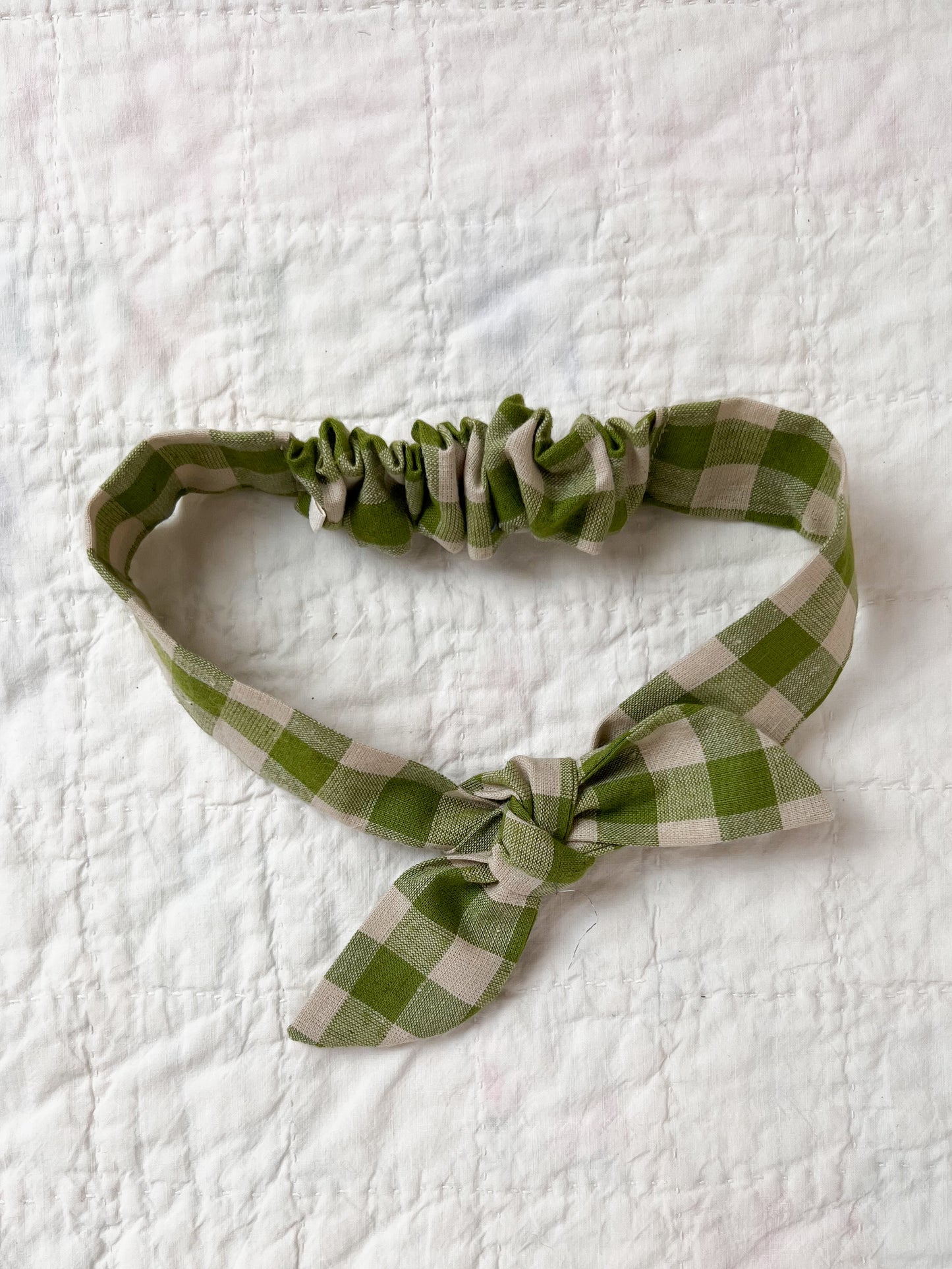 Retro Knot Headband Moss Green Linen