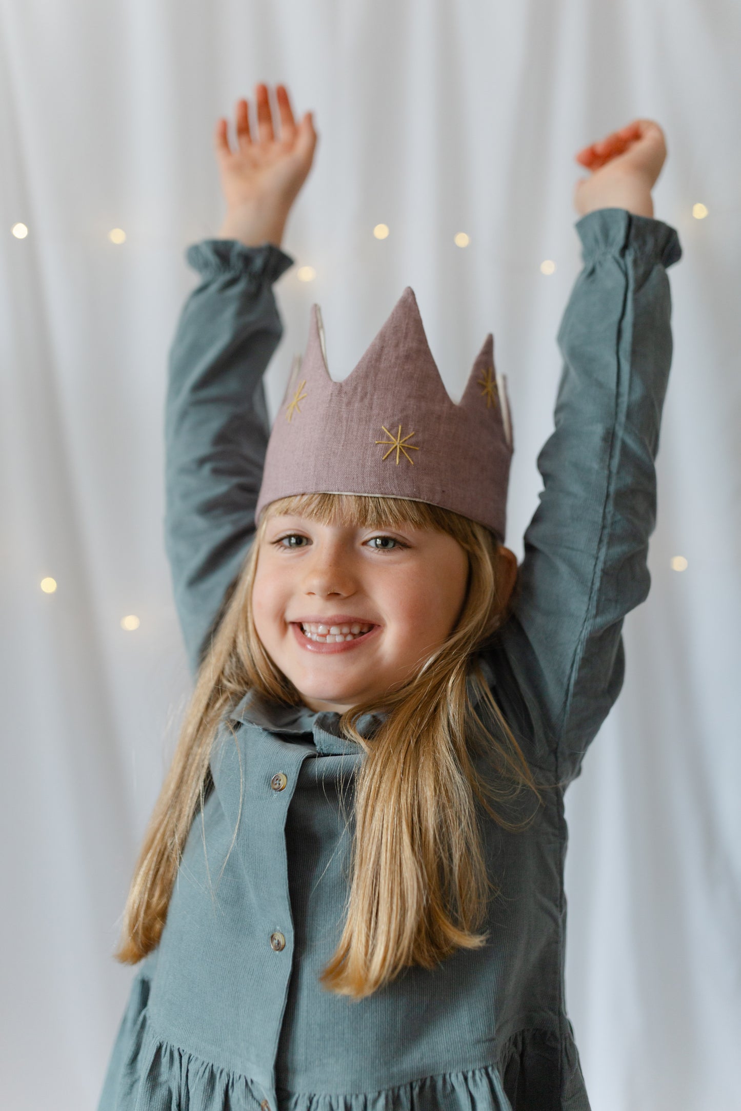 Lilac Linen Crown with Stars