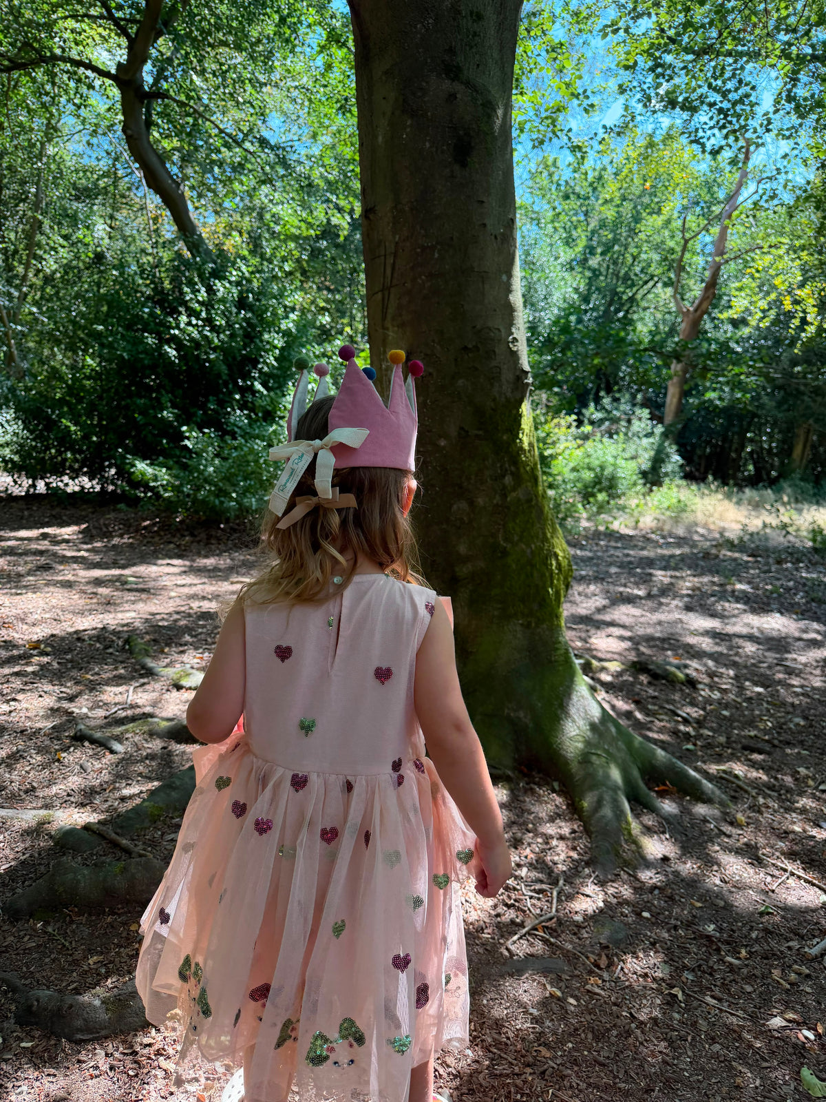 Pink Corduory Crown with Pom Poms