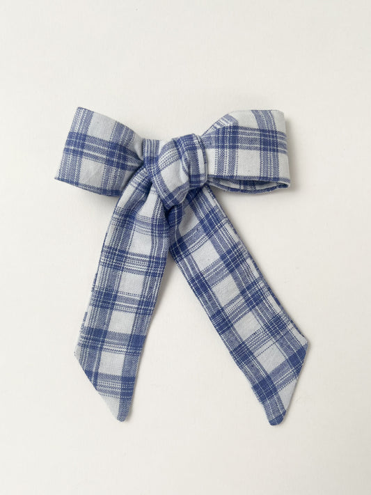 Long Tail Hair Bow Homestead Blue