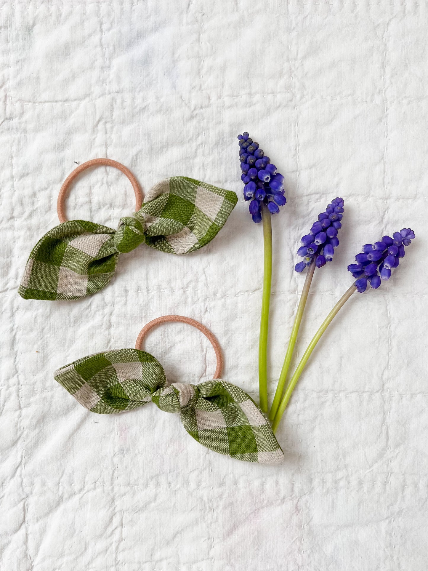 Hair Bobble Set Linen Moss Green