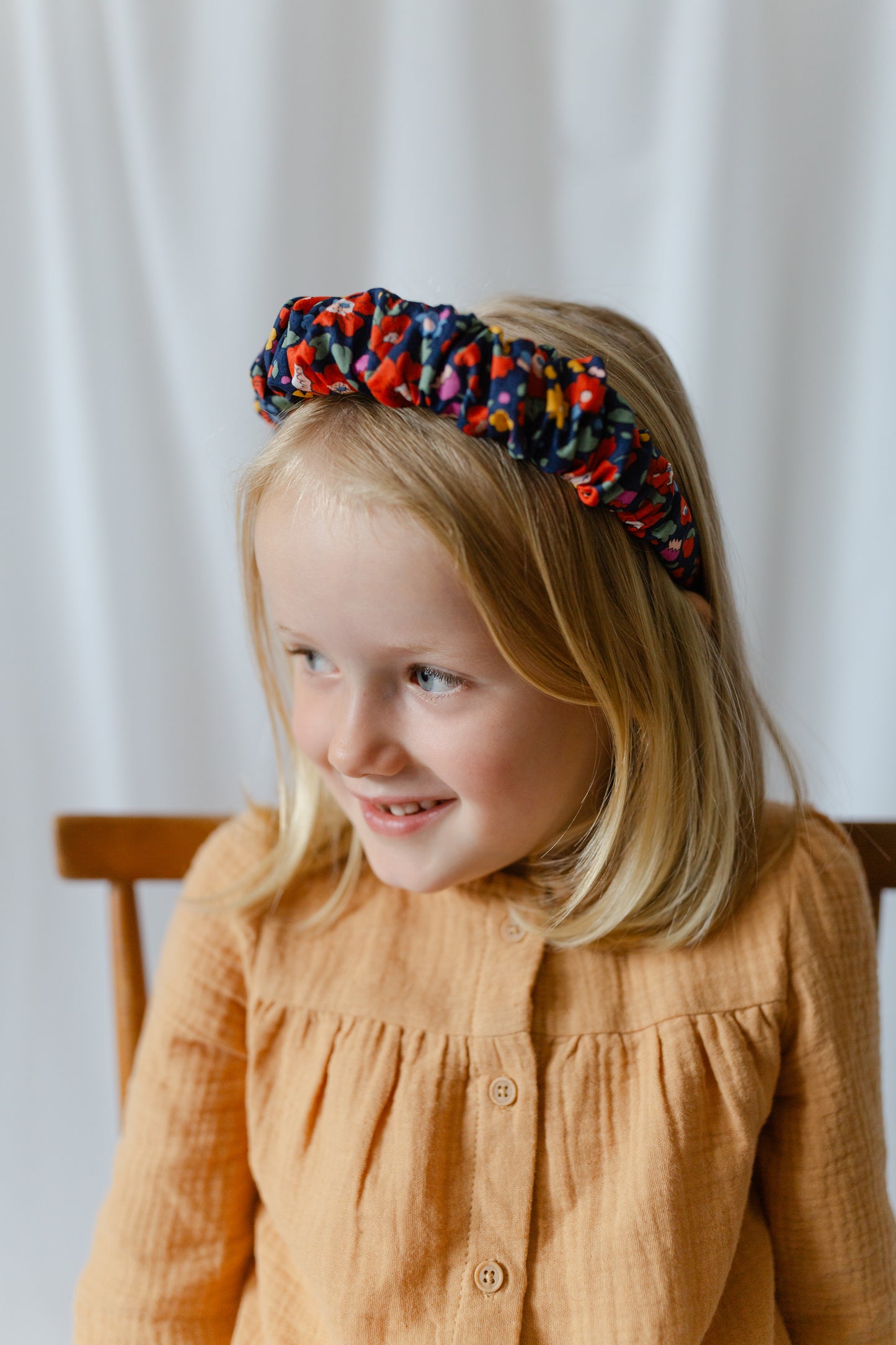 Ruffled Hairband in Liberty Betsy Meadows