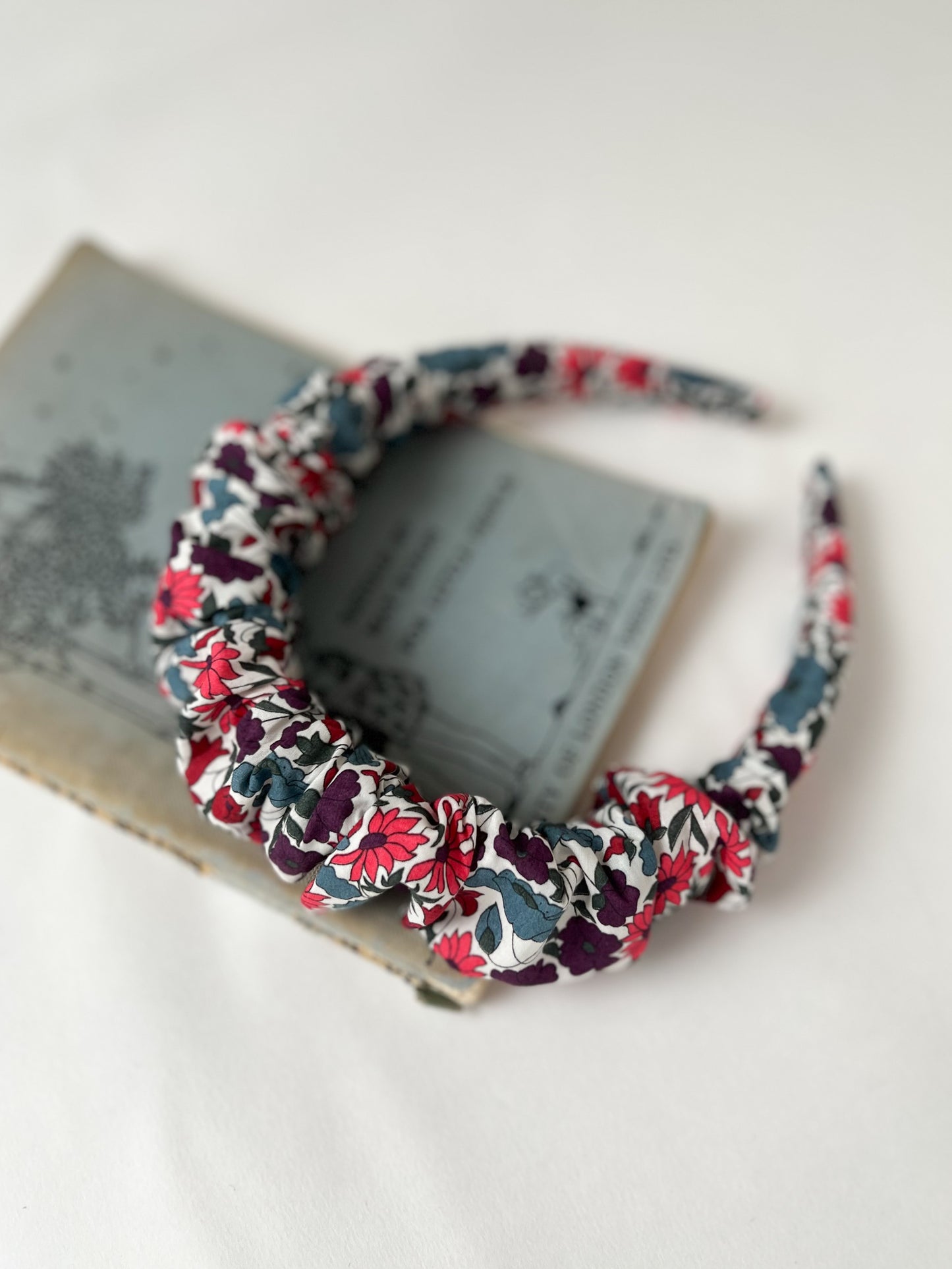 Ruffled Hairband in Liberty Poppy and Daisy