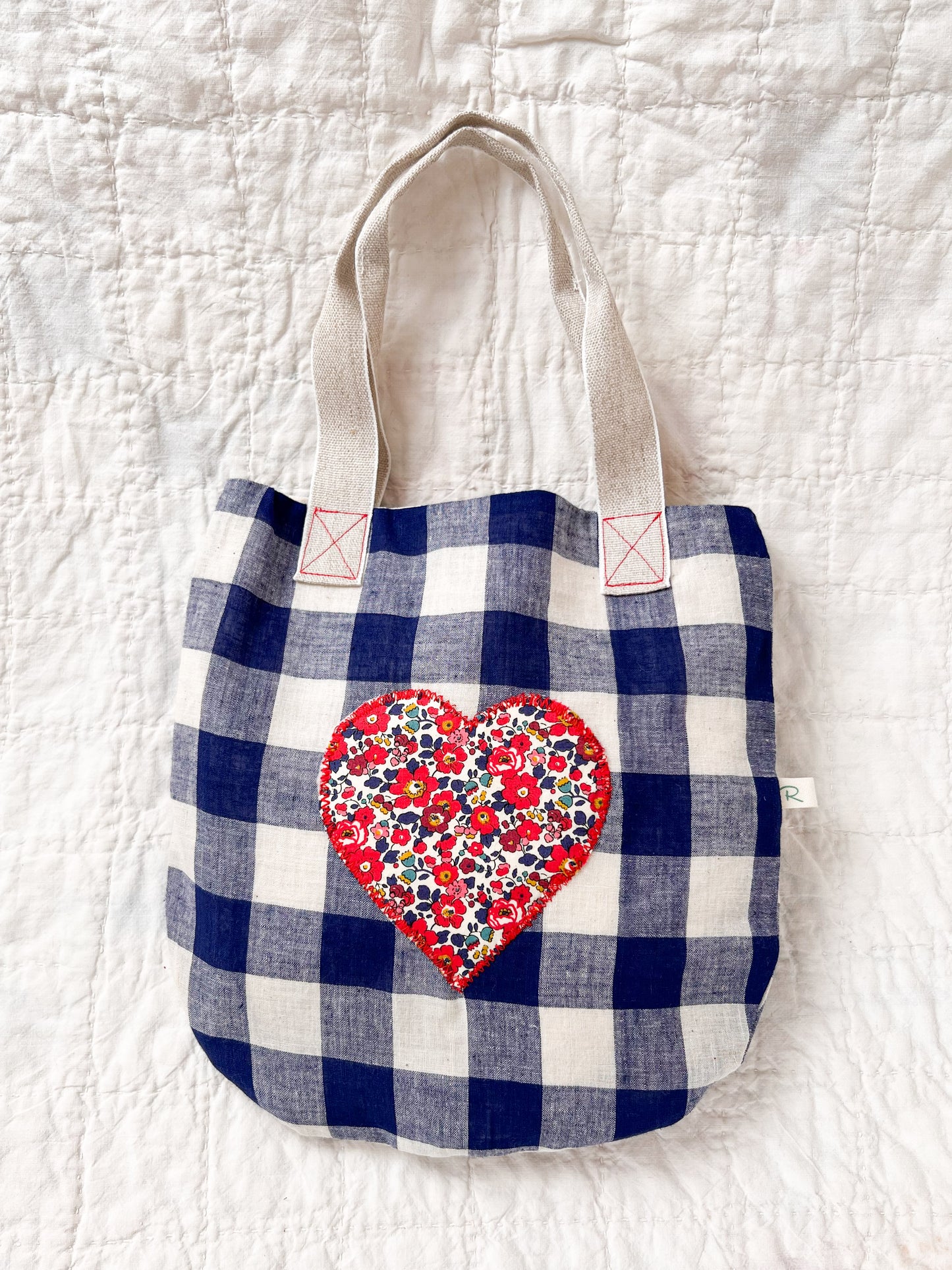 Blue Gingham Bag with Liberty Betsy Anne