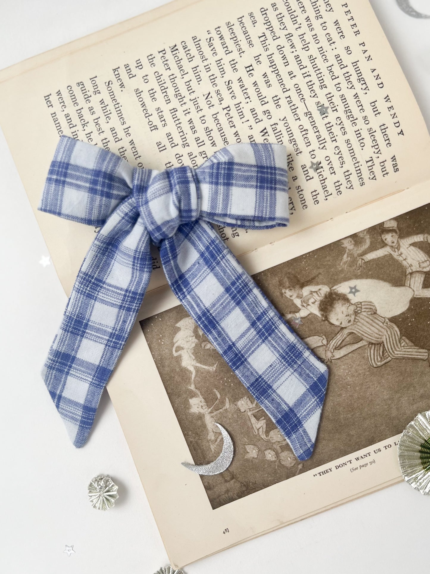 Long Tail Hair Bow Homestead Blue