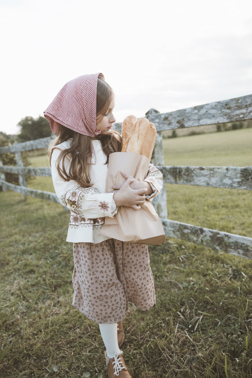 Evie Scarf in Red Cotton Gingham