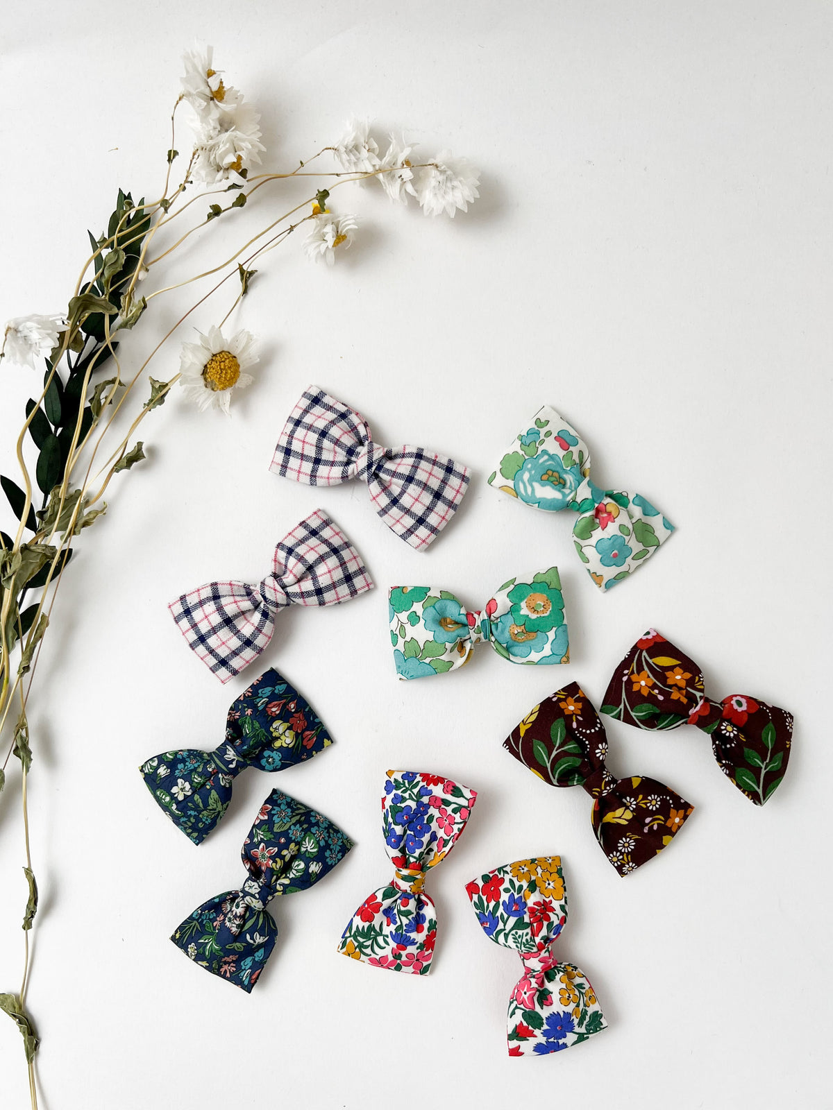 Petite Bow Clip Set Martha Check