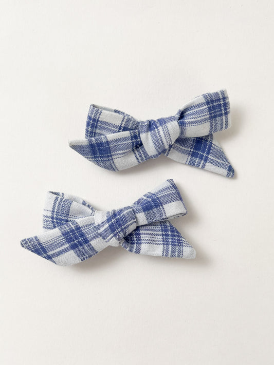 Pig Tail Bow Set in Homestead Check