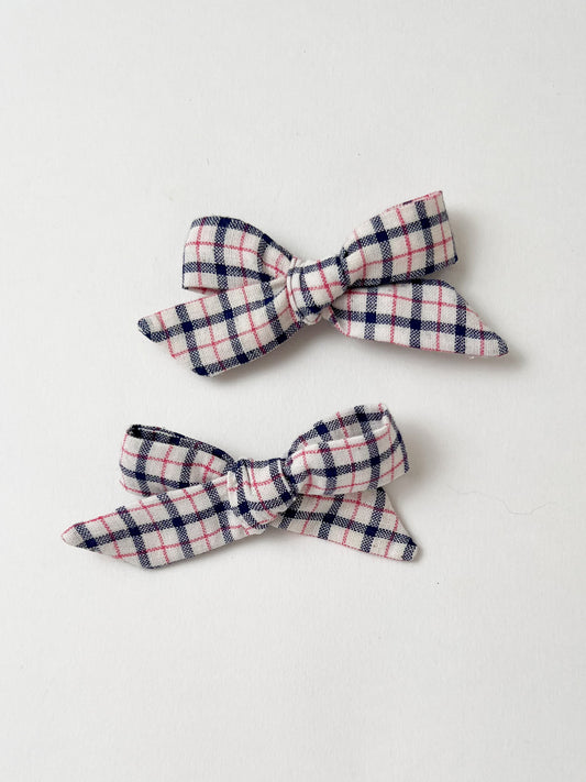 Hair Bows in Linen Martha Check