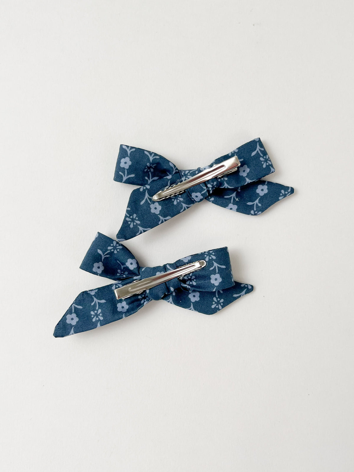 Hair Bows in Needlework Blue