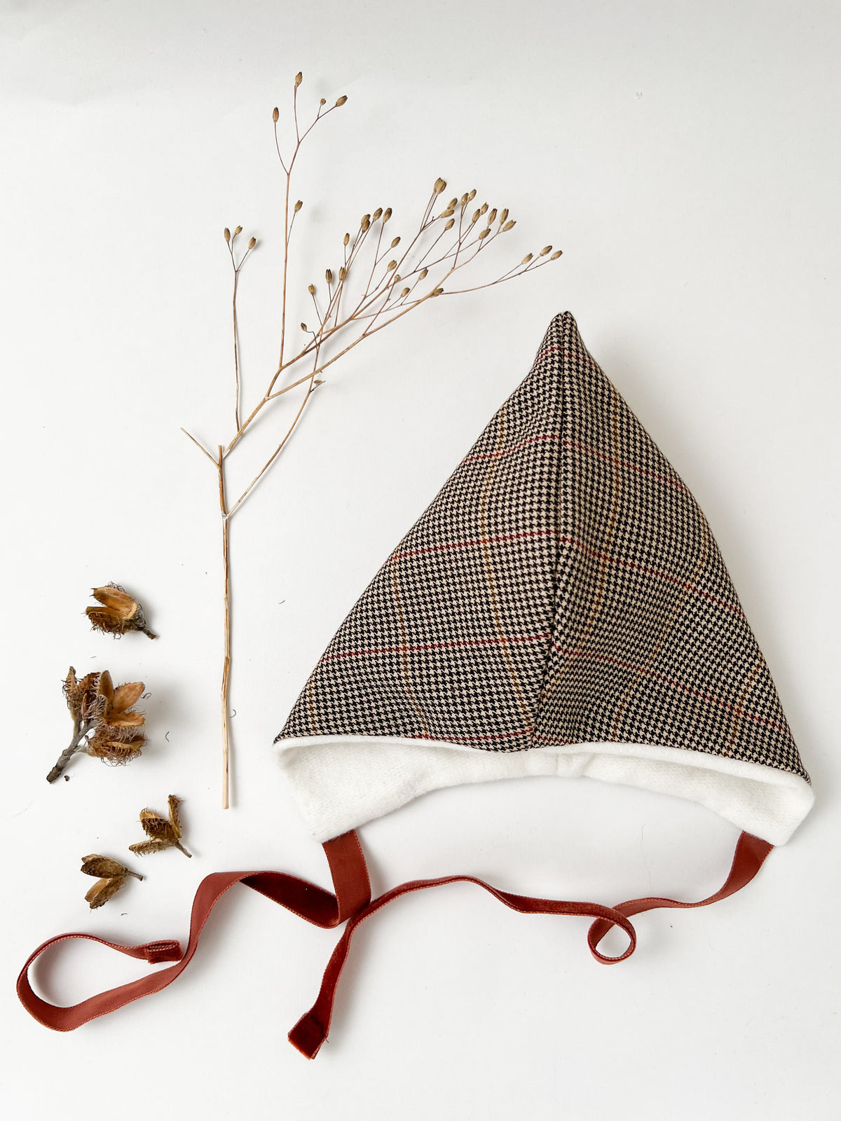 Wool Pixie Hat Caramel Check