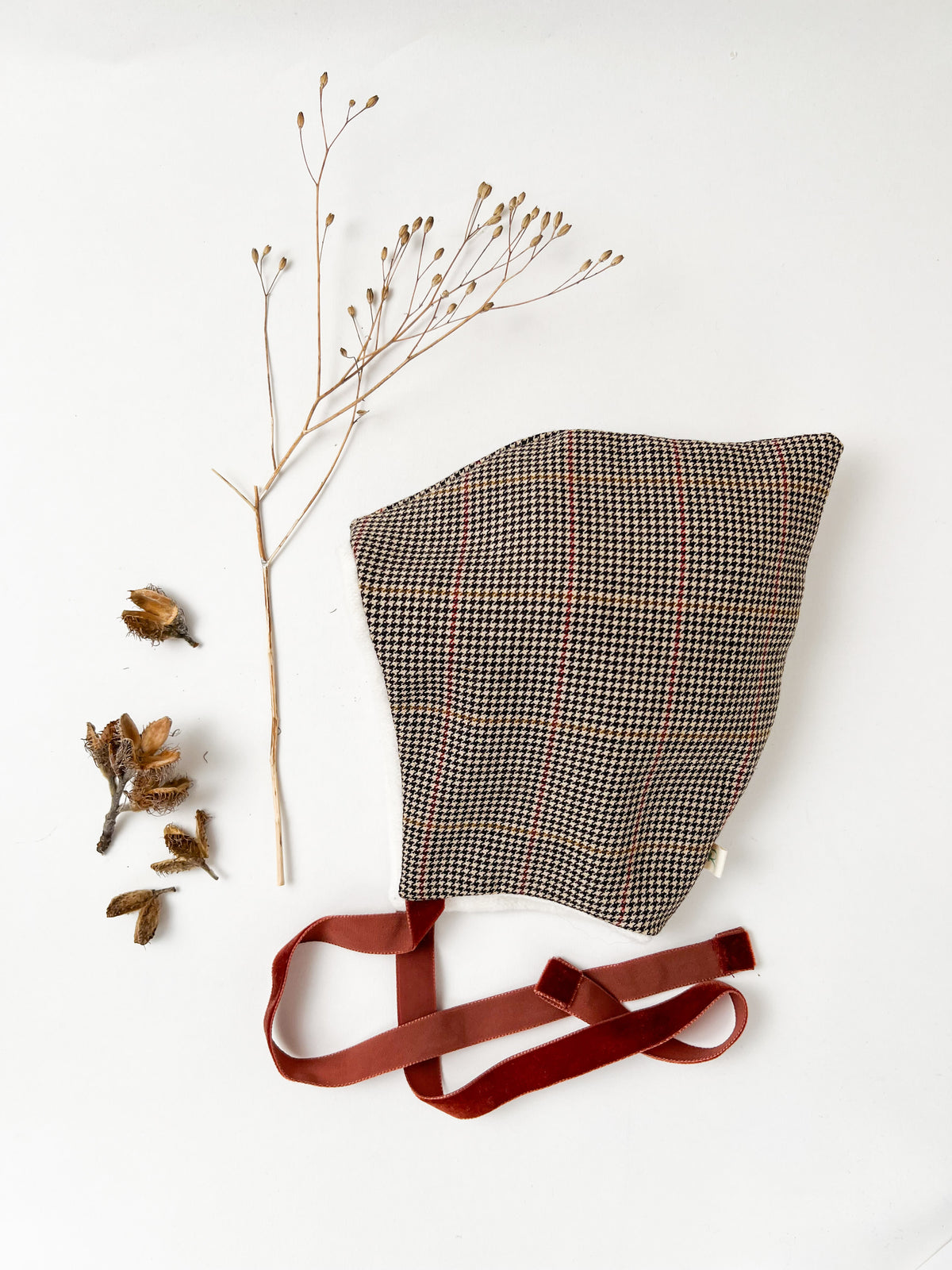 Wool Pixie Hat Caramel Check