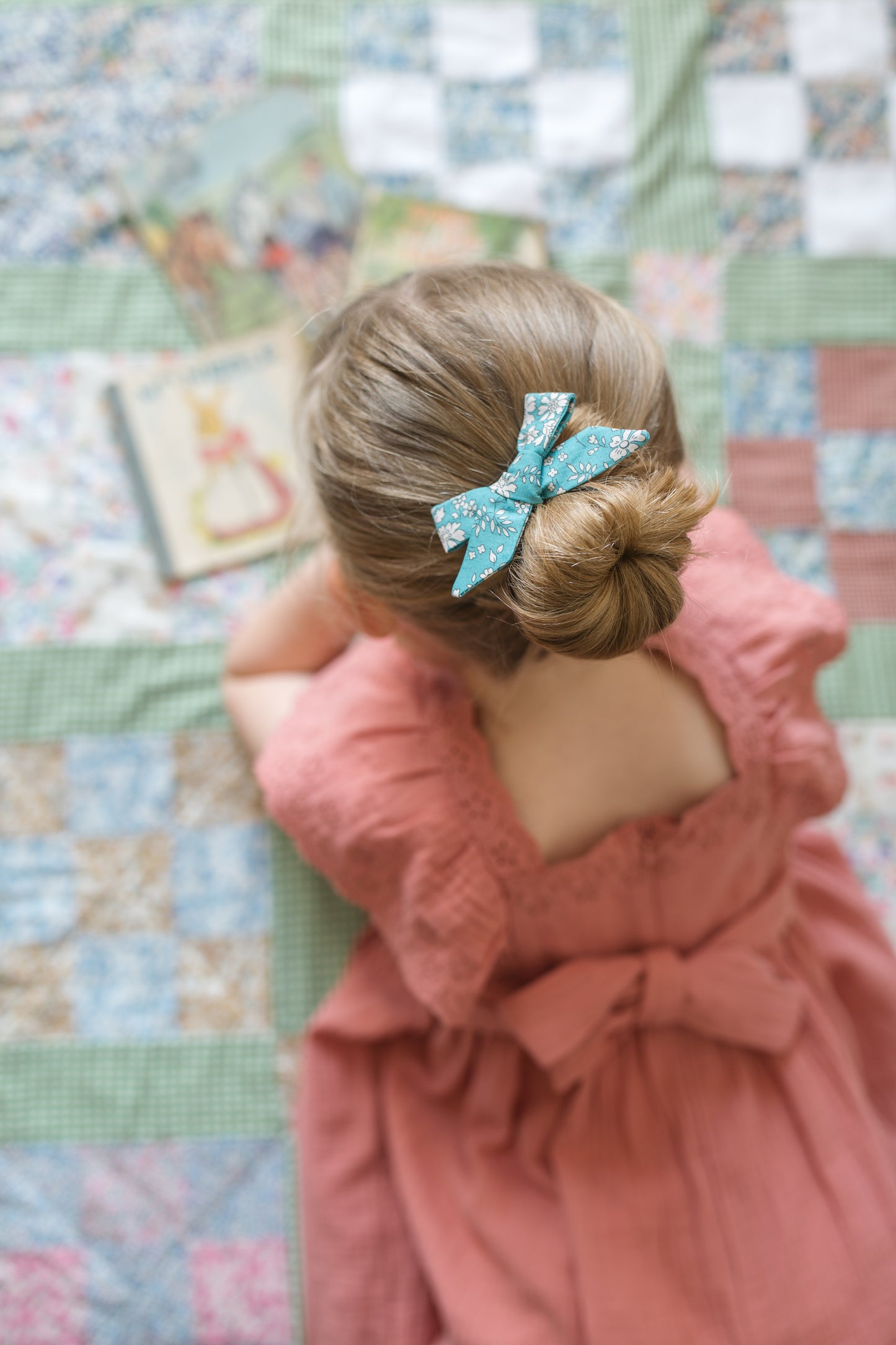 Hair Bows in Liberty Capel Blue