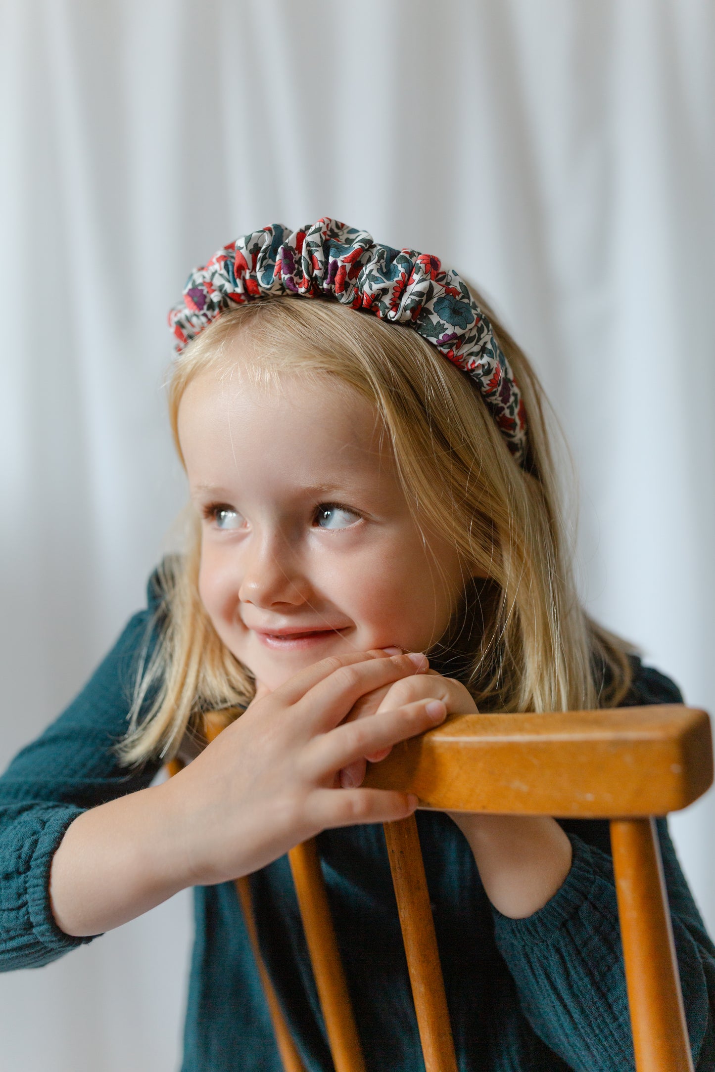 Ruffled Hairband in Liberty Poppy and Daisy