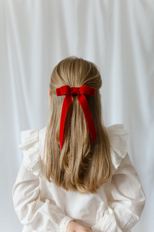 Velvet Hair Clip Ruby Slippers Red Large